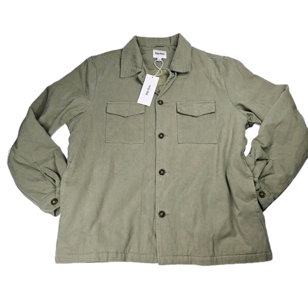 Rhythm‎ Insulated Overshirt Fatigue Jacket Utility Workwear beige Size Large